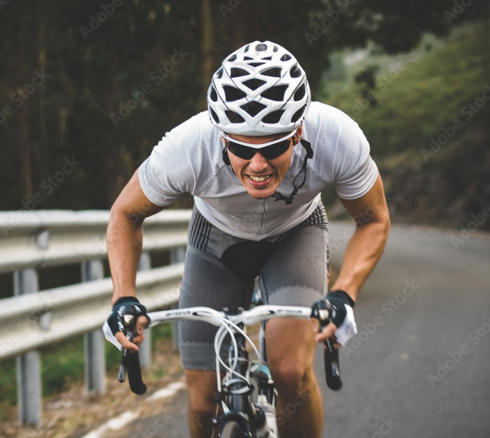 A man riding a bike